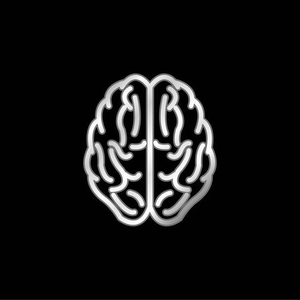 Εγκέφαλος Άνω Όψη Περίγραμμα επάργυρο μεταλλικό εικονίδιο - Διάνυσμα, εικόνα