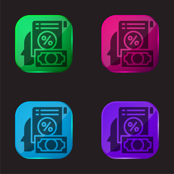 Számviteli négy színű üveg gomb ikon - Vektor, kép