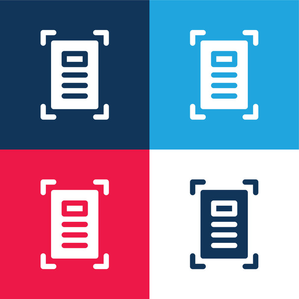 Artboard blauw en rood vier kleuren minimale pictogram set - Vector, afbeelding