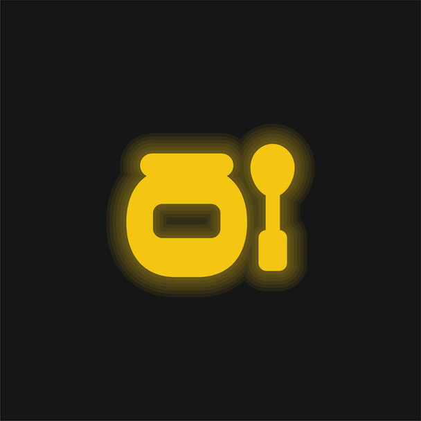 Baby Food sárga izzó neon ikon - Vektor, kép