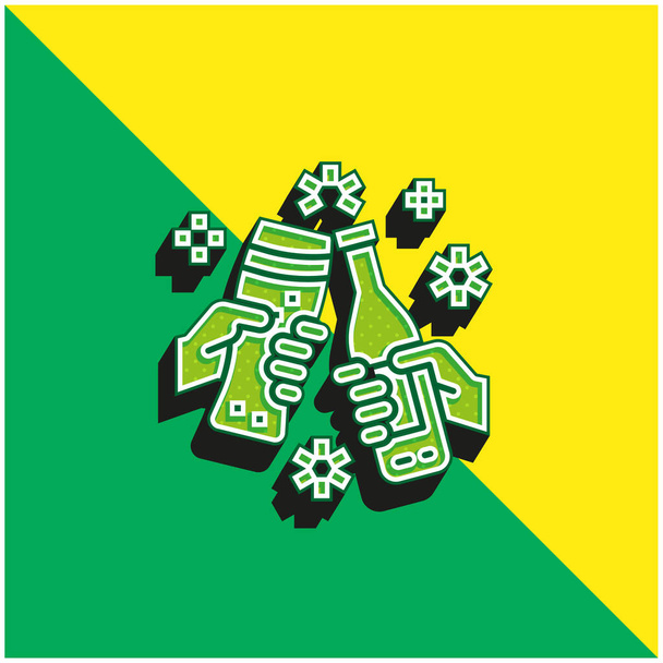 Cervezas verde y amarillo moderno vector 3d icono del logotipo - Vector, imagen