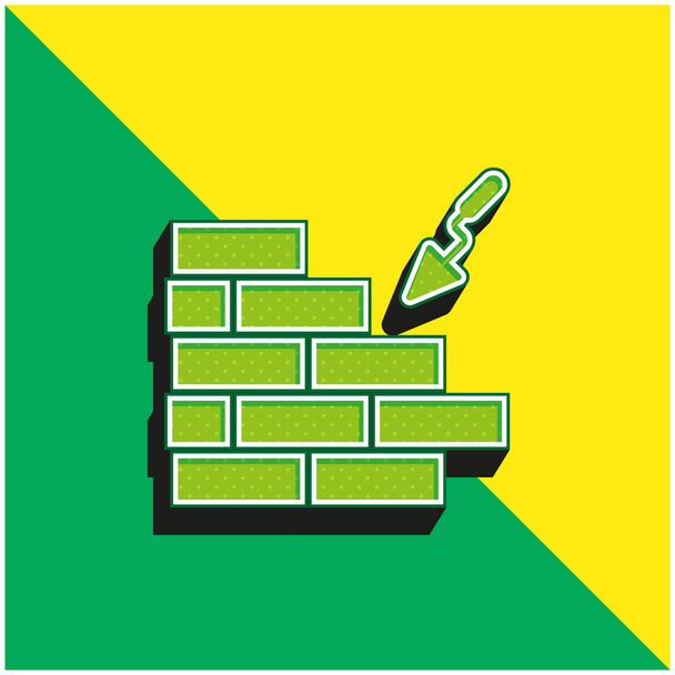 Brick Wall Green and yellow modern 3d vector icon - Вектор, зображення