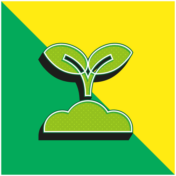 Rolnictwo Zielony i żółty nowoczesny 3D wektor ikona logo - Wektor, obraz