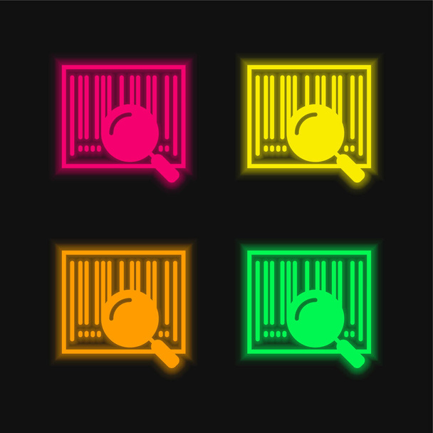 Штрих-код чотири кольори, що світяться неоном Векторна піктограма
 - Вектор, зображення