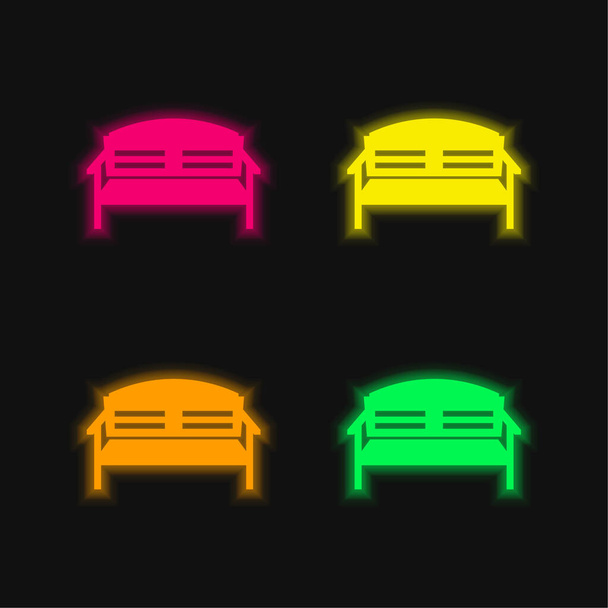 Ławka cztery kolor świecący neon wektor ikona - Wektor, obraz