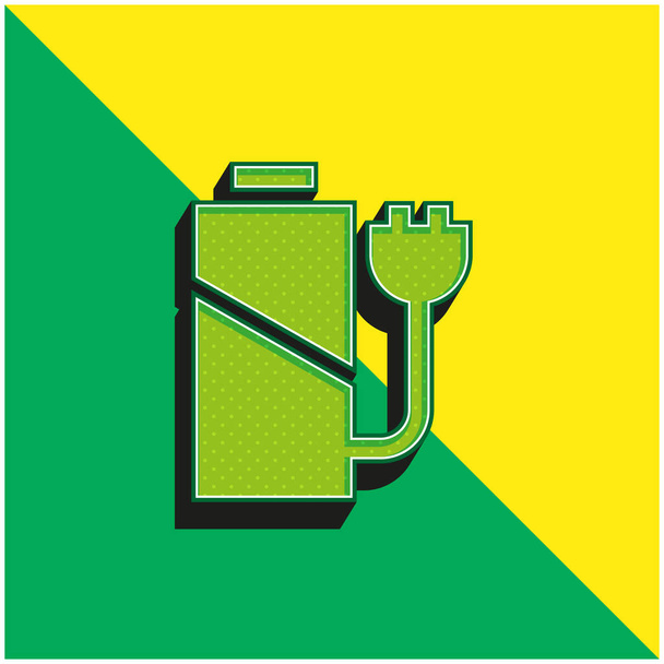 Battery Level Green and yellow modern 3d vector icon logo - Vector, Image