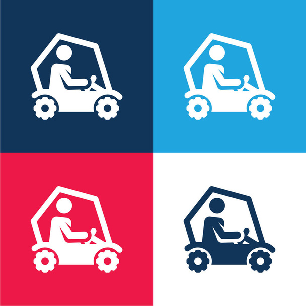 All Terrain blue and red four color minimal icon set - Vektor, obrázek