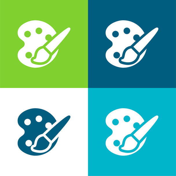 Paleta de arte Conjunto de iconos mínimo de cuatro colores - Vector, Imagen