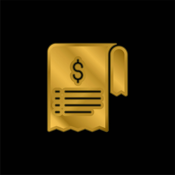 Bill chapado en oro icono metálico o vector de logotipo - Vector, imagen