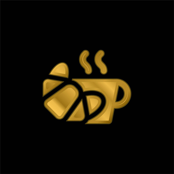 Desayuno chapado en oro icono metálico o logo vector - Vector, imagen