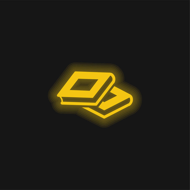 Libros amarillo brillante icono de neón - Vector, imagen