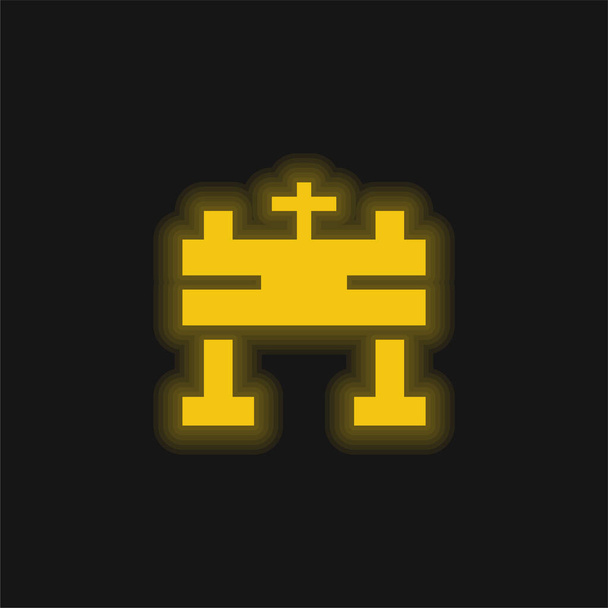 Altar yellow glowing neon icon - Vector, Image