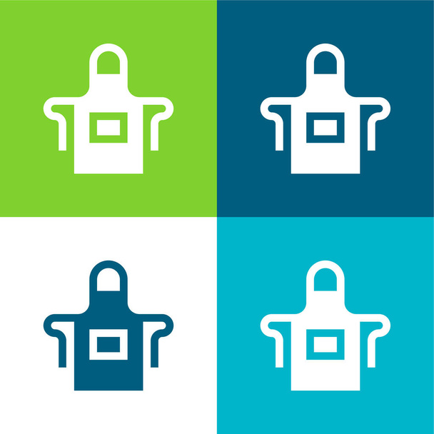 Kötény Lapos négy szín minimális ikon készlet - Vektor, kép