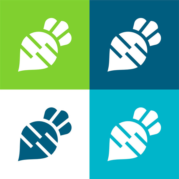 Cékla lapos négy szín minimális ikon készlet - Vektor, kép