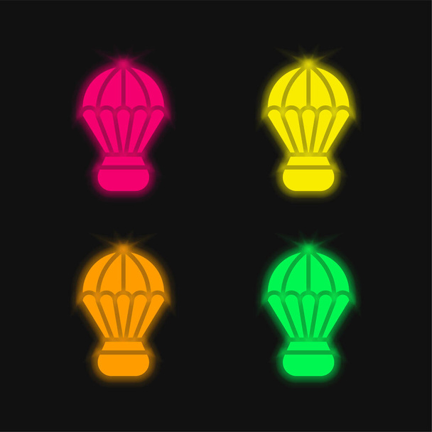 Adventure Sports négy szín izzó neon vektor ikon - Vektor, kép