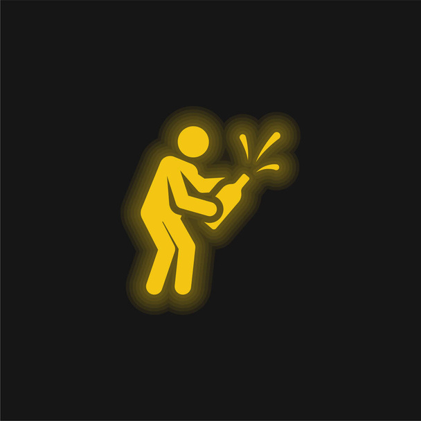 Birthday yellow glowing neon icon - Vector, Image