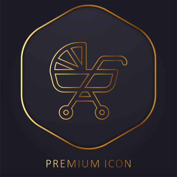 Baby Stroller golden line premium logo or icon - Vector, Image