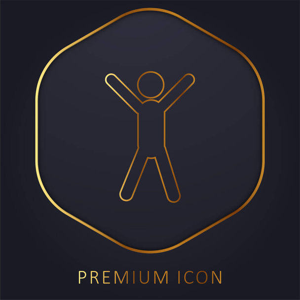 Braços para cima logotipo premium linha dourada ou ícone - Vetor, Imagem