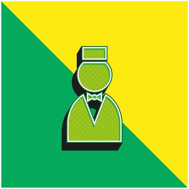 Bell Boy Zöld és sárga modern 3D vektor ikon logó - Vektor, kép