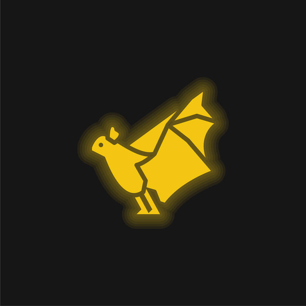 Lepakko keltainen hehkuva neon kuvake - Vektori, kuva