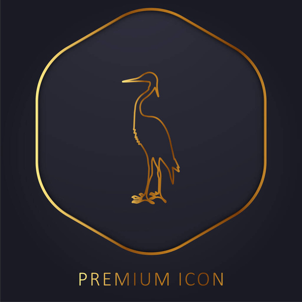 Grue oiseau en forme de ligne d'or logo premium ou icône - Vecteur, image