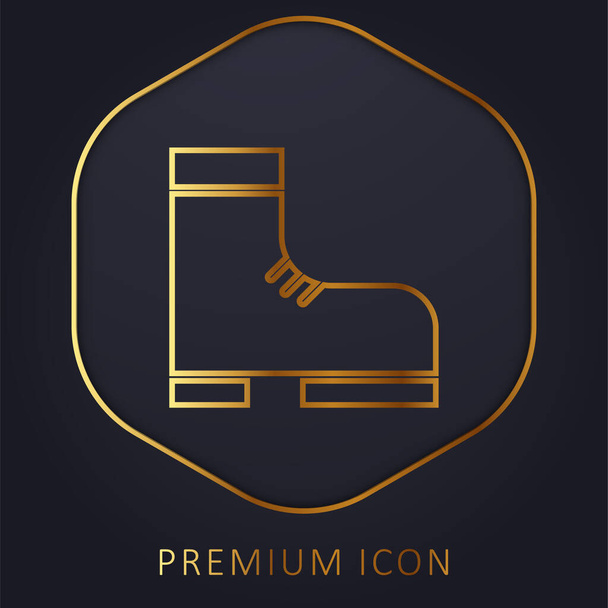 Bota de línea dorada logotipo premium o icono - Vector, imagen