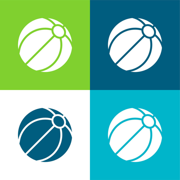 Strand Ball Flat négy szín minimális ikon készlet - Vektor, kép