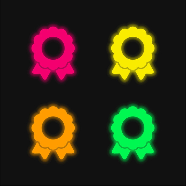 Abzeichen vier Farbe leuchtenden Neon-Vektor-Symbol - Vektor, Bild