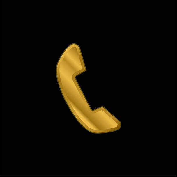 Musta Puhelin Auricular kullattu metallinen kuvake tai logo vektori - Vektori, kuva