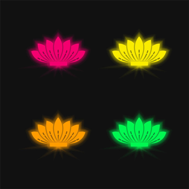 Agave four color glowing neon vector icon - Vector, Image