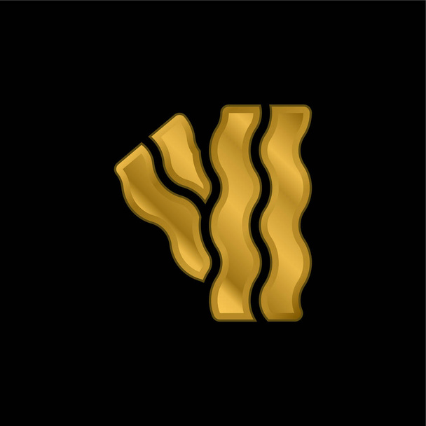 Bacon gold plated metalic icon or logo vector - Vector, Image