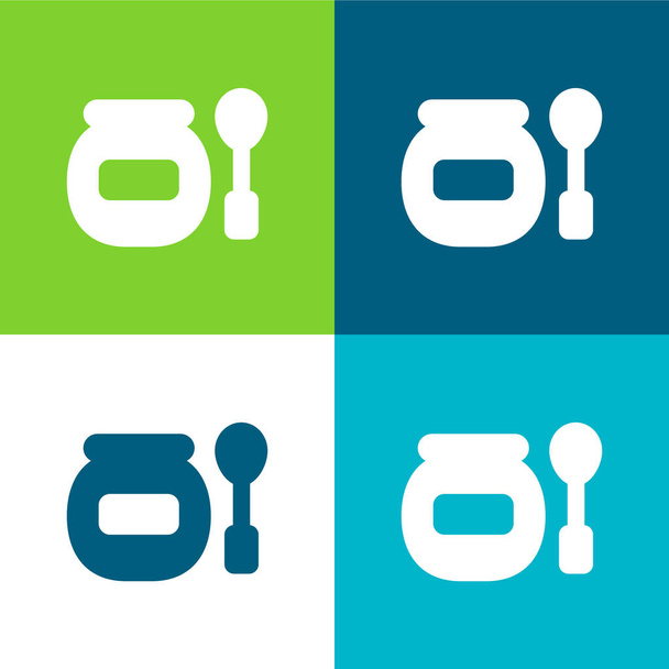 Baby Food Flat négy szín minimális ikon készlet - Vektor, kép