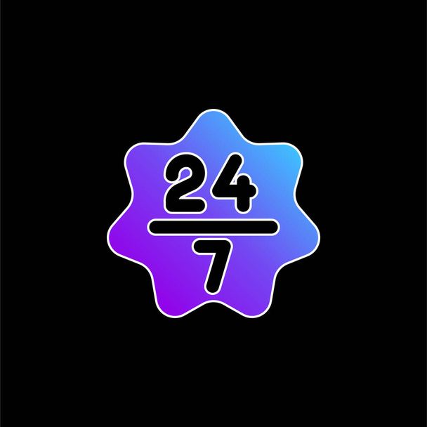 24 / 7 icono de vector de gradiente azul - Vector, Imagen