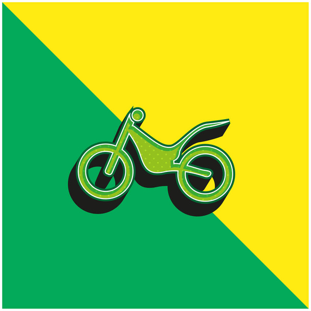 バイクサイドビュー緑と黄色のモダンな3Dベクトルアイコンのロゴ - ベクター画像