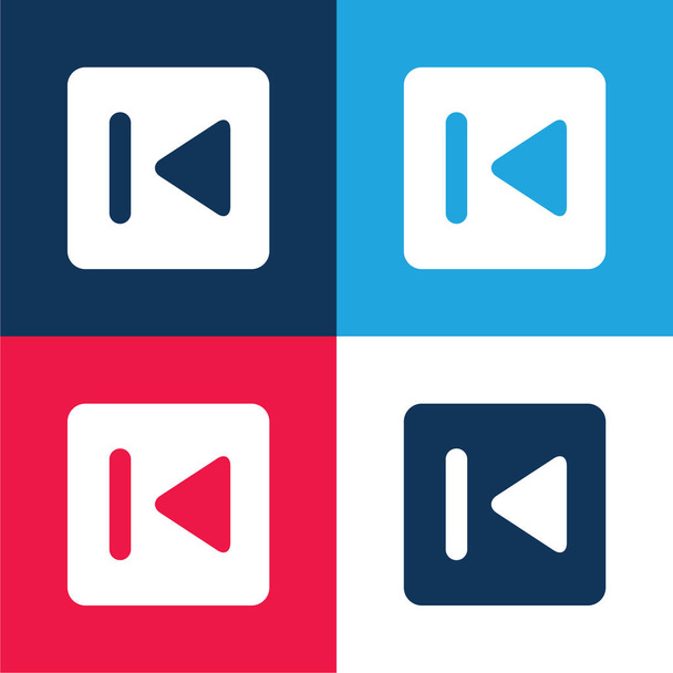 Back Button blue and red four color minimal icon set - Vector, Image