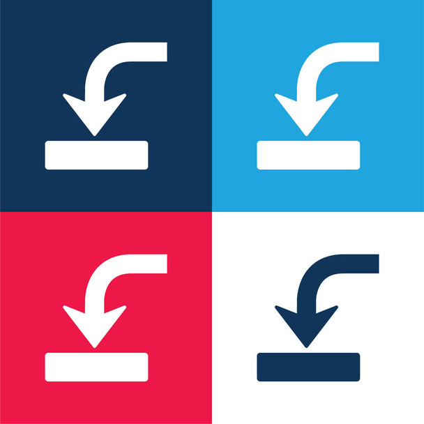 Arrow Into Drive Symbol niebieski i czerwony zestaw czterech kolorów minimalny zestaw ikon - Wektor, obraz