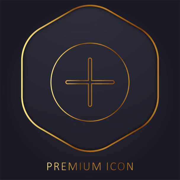 Addition Button golden line premium logo or icon - Vector, Image