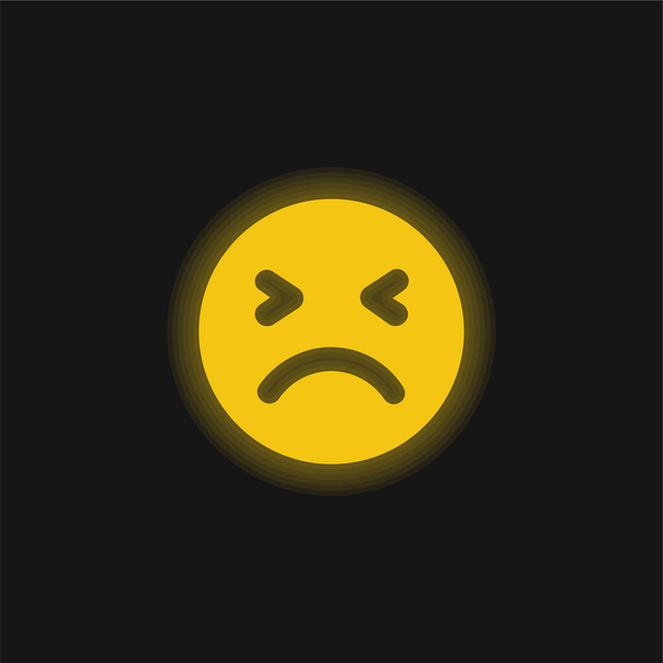 Bad Face yellow glowing neon icon - Vector, Image