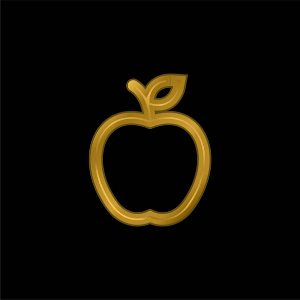 Apple Περίγραμμα επίχρυσο μεταλλικό εικονίδιο ή το λογότυπο διάνυσμα - Διάνυσμα, εικόνα