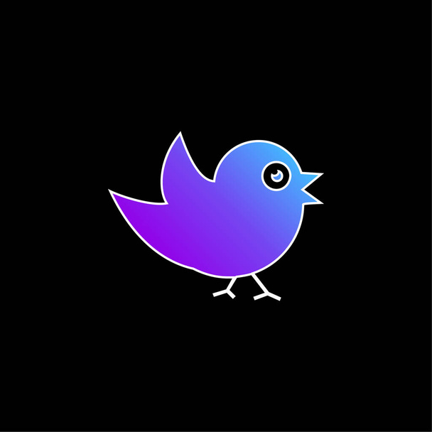 Значок голубого градиентного вектора "Птица черных перьев" - Вектор,изображение