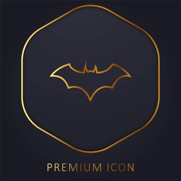 Bat Black Silhouette con ala aperta linea dorata logo premium o icona - Vettoriali, immagini