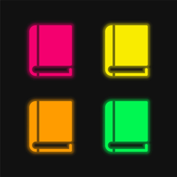 Buch mit schwarzem Einband vier Farben leuchtenden Neon-Vektor-Symbol geschlossen - Vektor, Bild