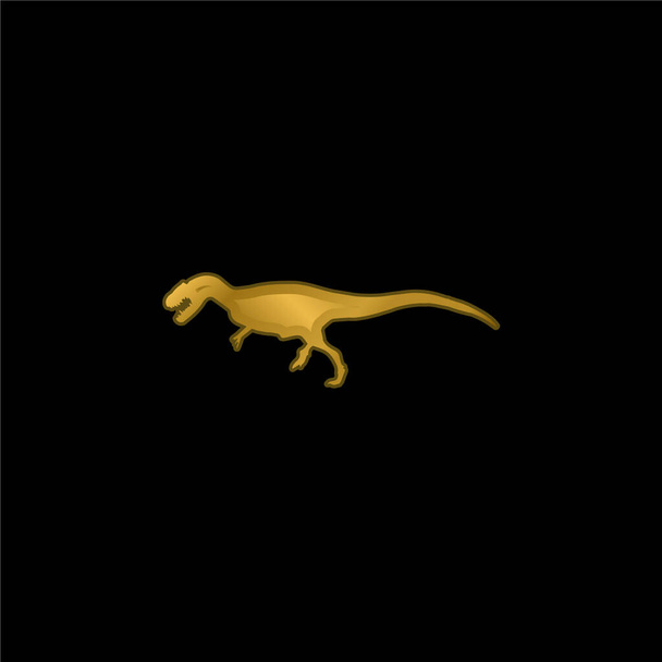 Аллозавр Динозавр Форма позолоченная металлическая икона или логотип вектор - Вектор,изображение