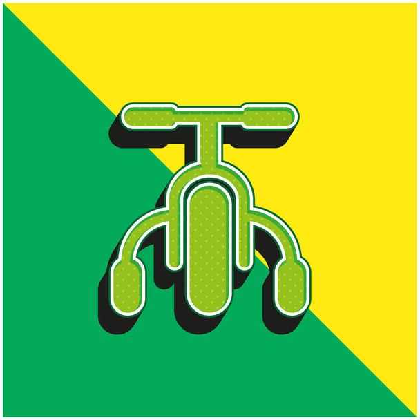 Bicycle Green and yellow modern 3d vector icon logo - Vector, Image