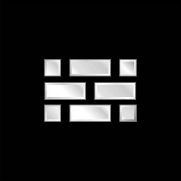 Brickwall plateado icono metálico - Vector, imagen