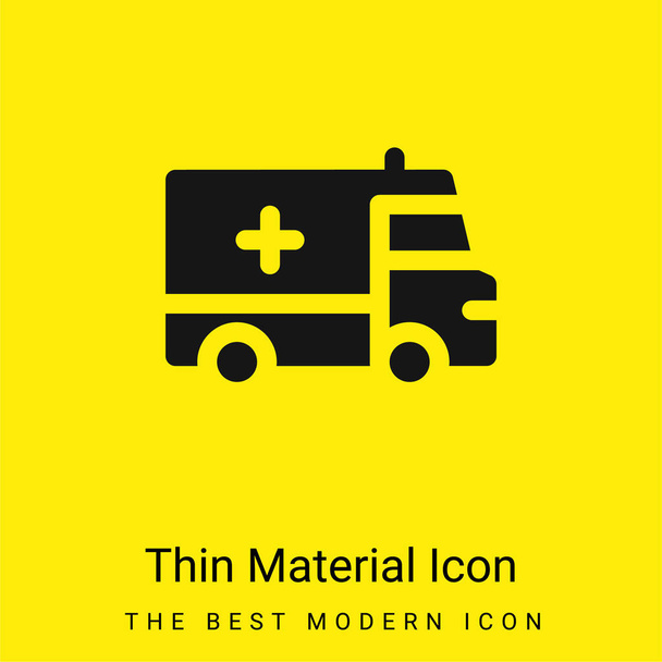 Ambulance minimaal helder geel materiaal icoon - Vector, afbeelding