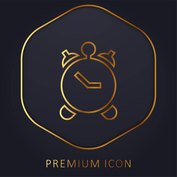 Reloj despertador línea dorada logotipo premium o icono - Vector, imagen