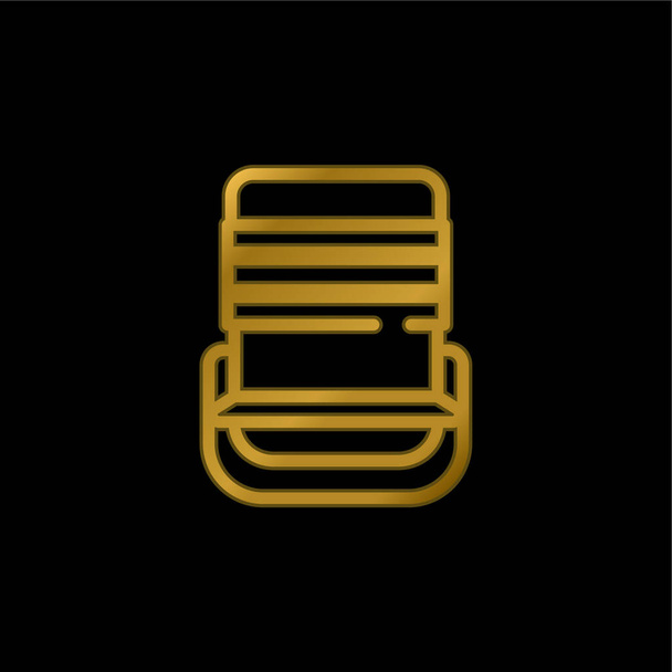 ビーチチェアゴールドメッキ金属アイコンやロゴベクトル - ベクター画像