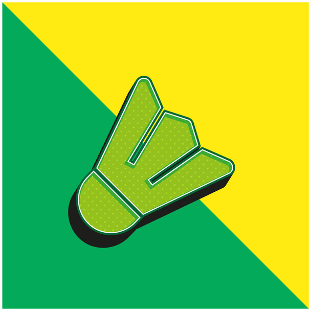 Badminton Groen en geel modern 3D vector icoon logo - Vector, afbeelding