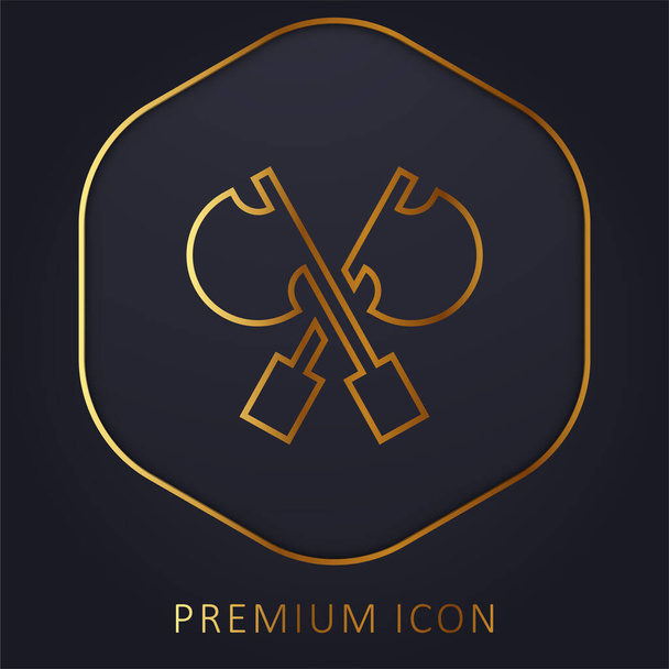 Bijl gouden lijn premium logo of pictogram - Vector, afbeelding